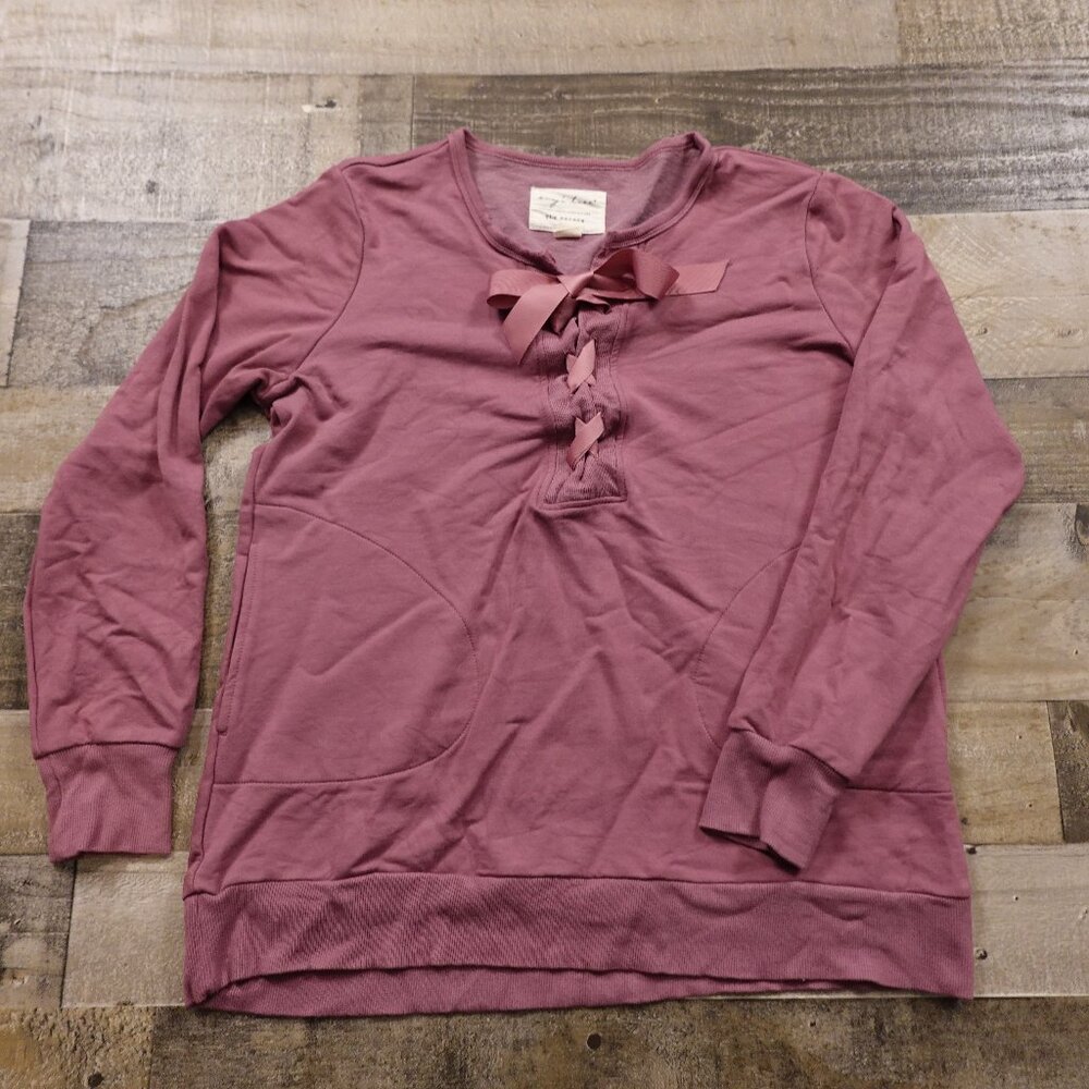 Evy's Tree long sleeve lace up blouse women's small‎ rose The Serena